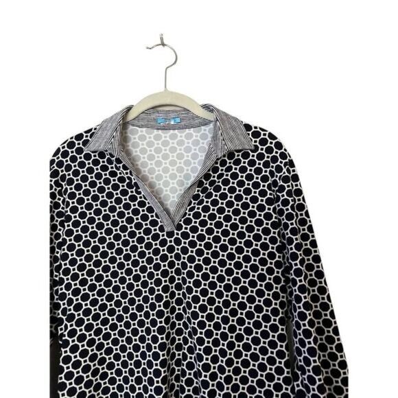 J. McLaughlin Black Knit Falcon Dress Geometric Print Collared Women's Medium - Picture 3 of 5